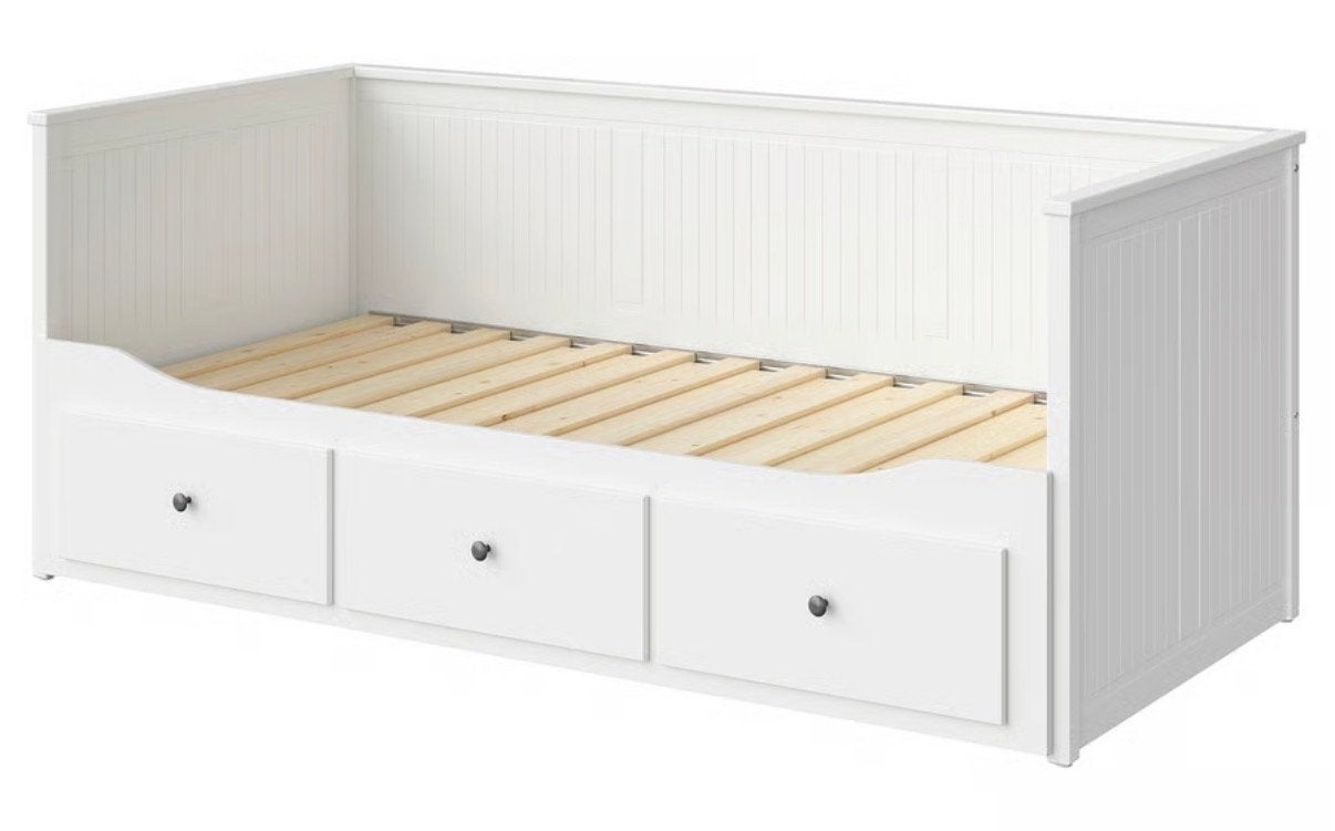 IKEA Hemnes bedbank met 3 lades - uitschuifbaar, Ophalen, Wit, Tweepersoons, 200 cm