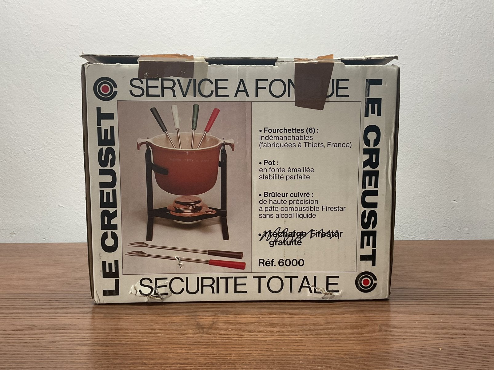 Vintage Le Creuset gietijzer Fondue set nog nieuw in de doos, Ophalen of Verzenden, Nieuw, Brander, Fondueset