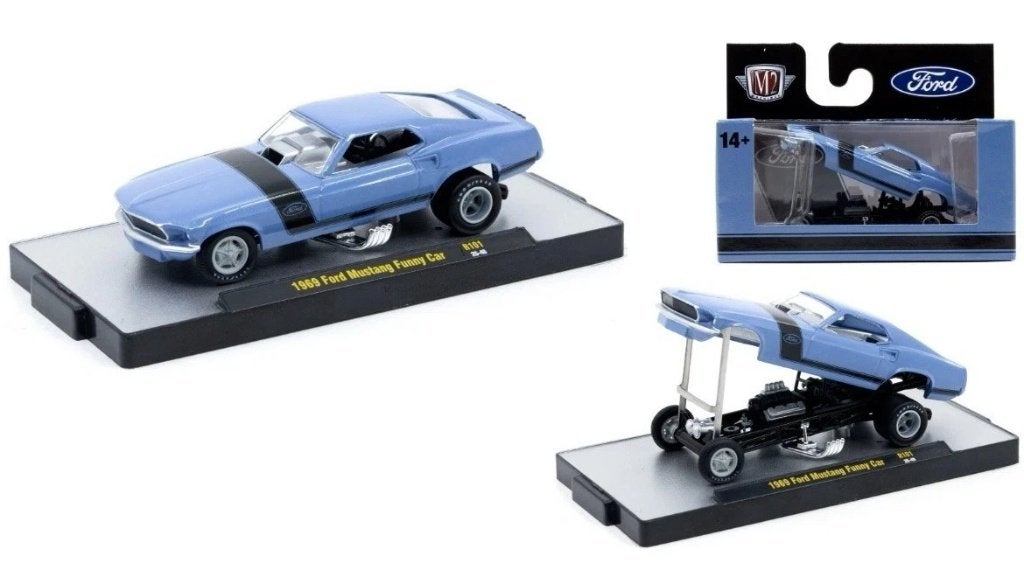 1969 Ford Mustang Funny Car van M2 1/64 R101, Ophalen of Verzenden, Nieuw, Auto