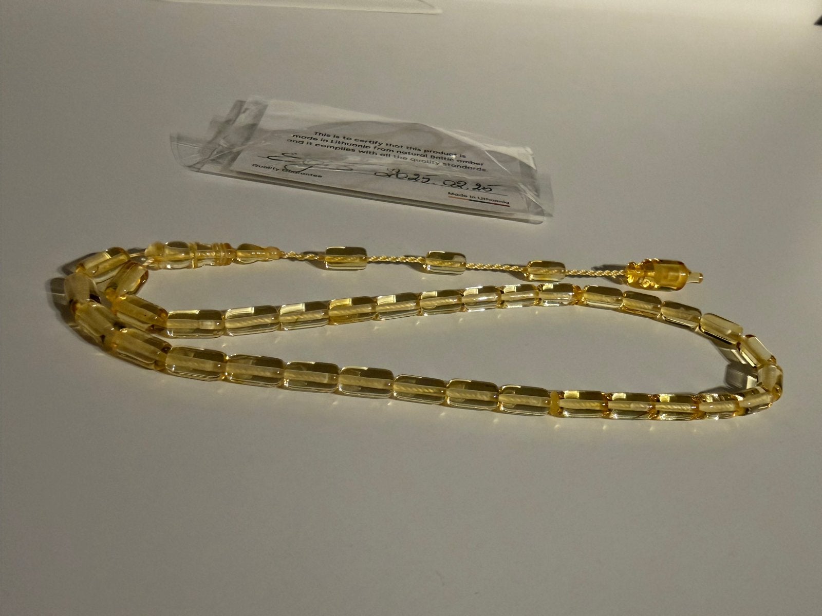 Baltische Amber Tesbih uit Litouwen - Gebedskralen, Overige materialen, Geel, Nieuw, Ophalen of Verzenden