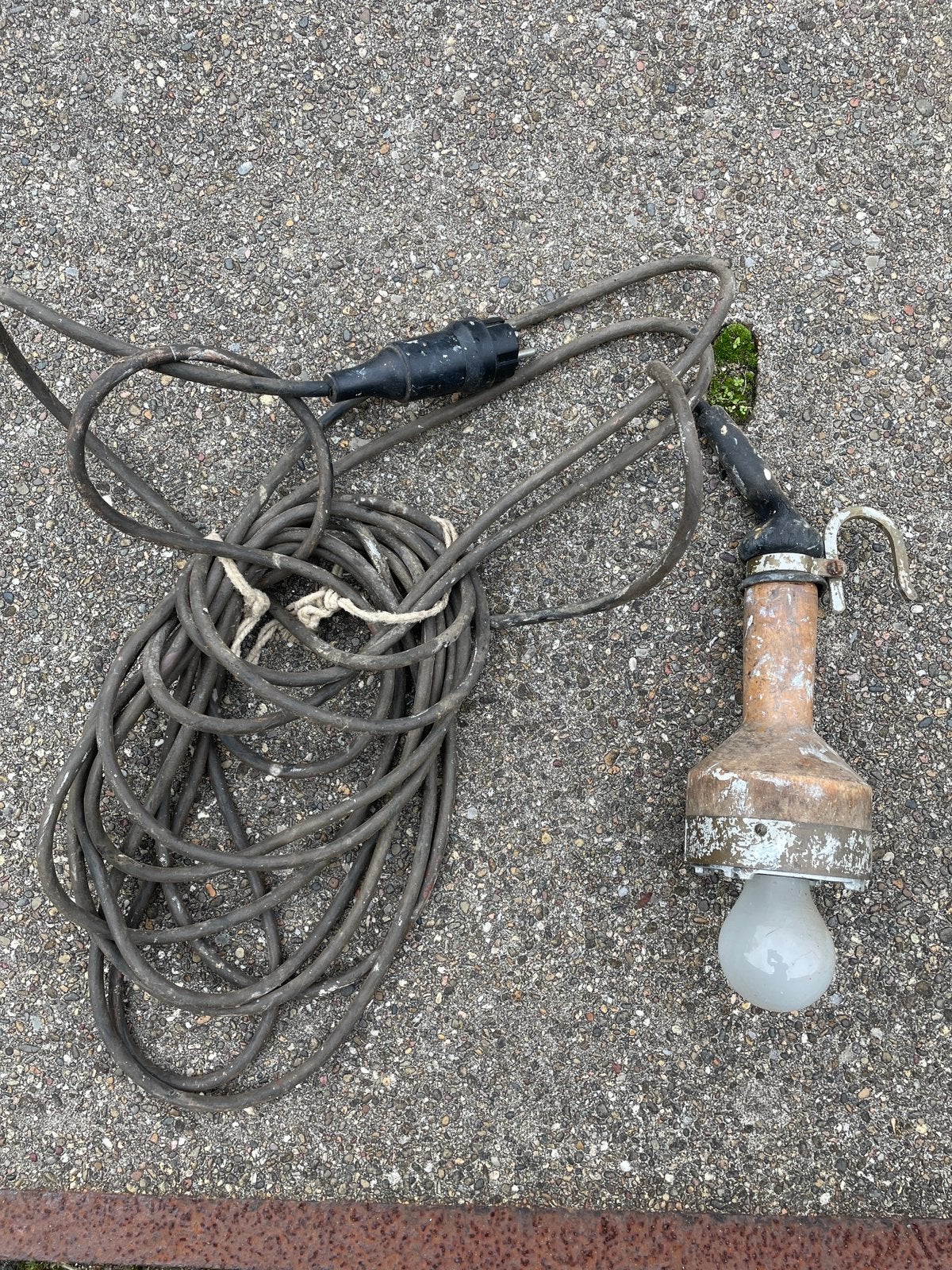 Oldschool LOOPLAMP met houten behuizing, Ophalen, Gebruikt