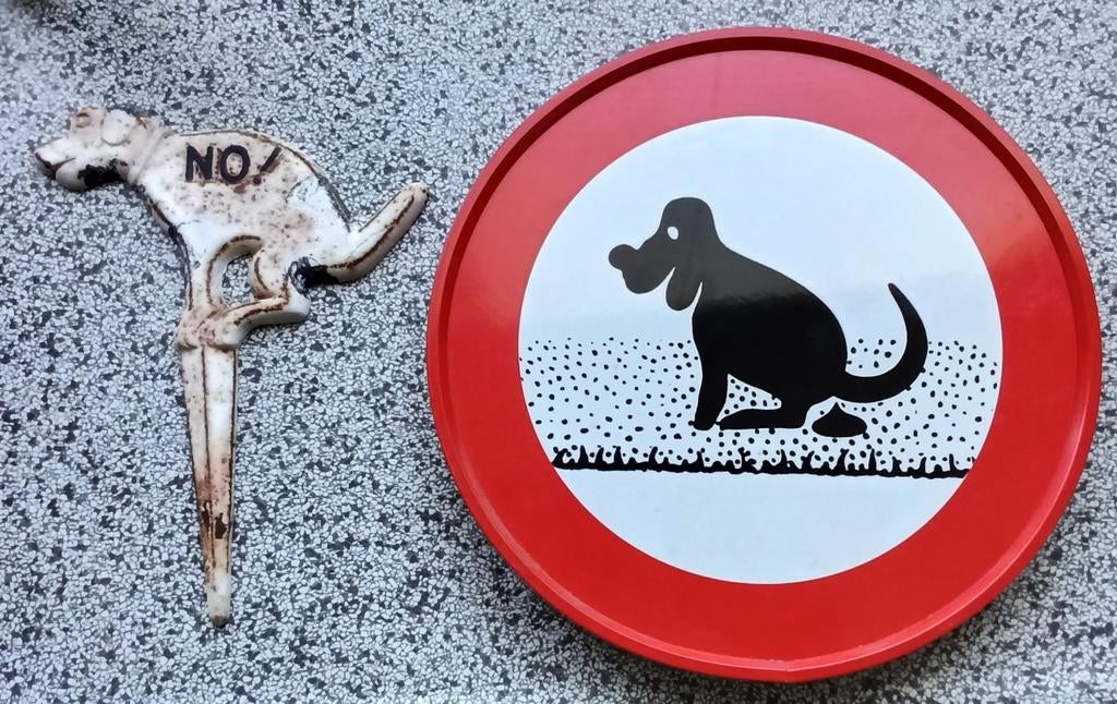 Emaile verkeersbord  Hondenpoep + gietizeren prikker NO!, Ophalen of Verzenden, Nieuw