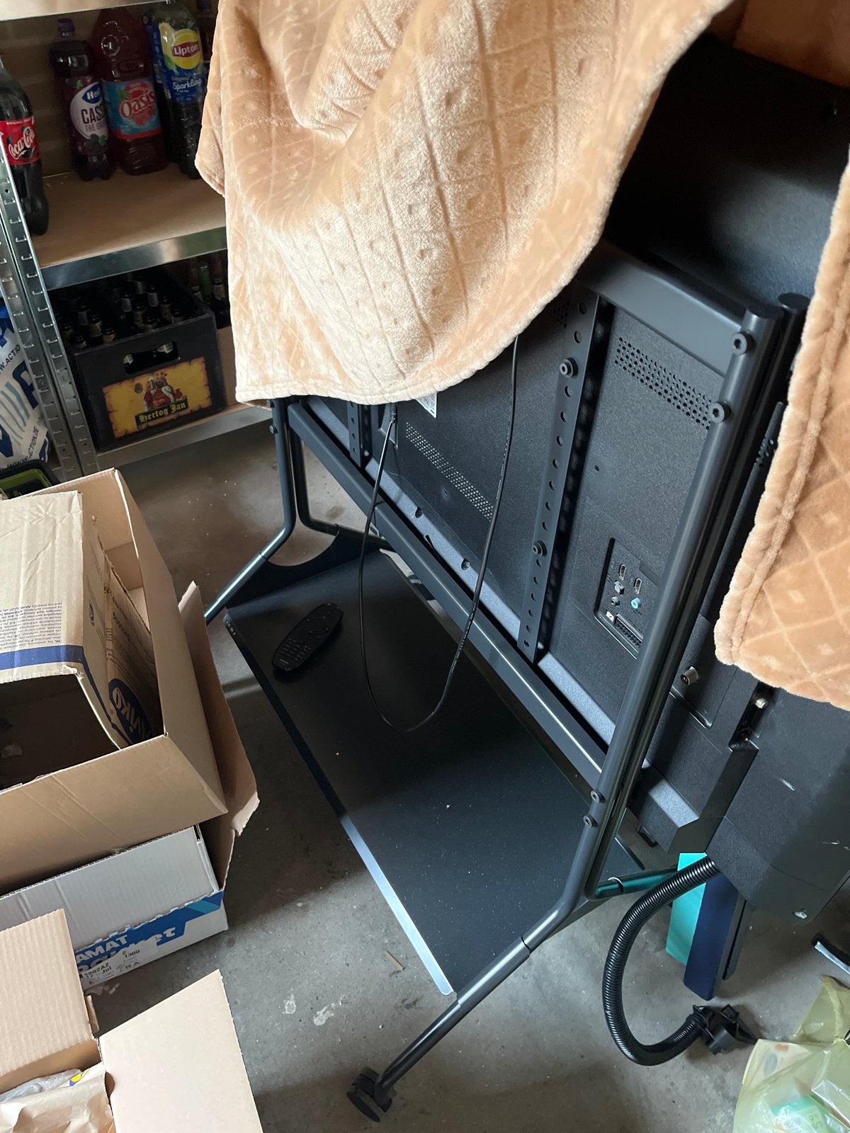 Pedestal TV-standaard - Zwart metaal, Ophalen, 100 tot 150 cm, Nieuw, 50 tot 100 cm