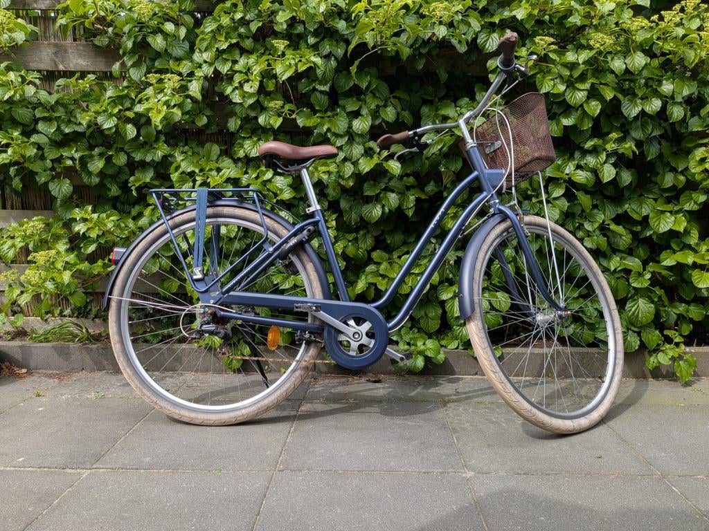 Mooie stadsfiets, laag frame, donkerblauw, meisjes fiets, Ophalen, Gebruikt, Velgrem, Versnellingen