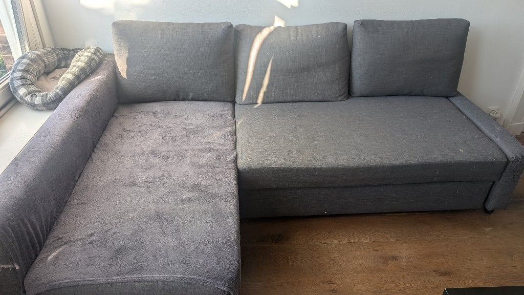 IKEA FRIHETEN hoekslaapbank donkergrijs - met opbergruimte, Ophalen, Gebruikt, Tweepersoons, 140 cm