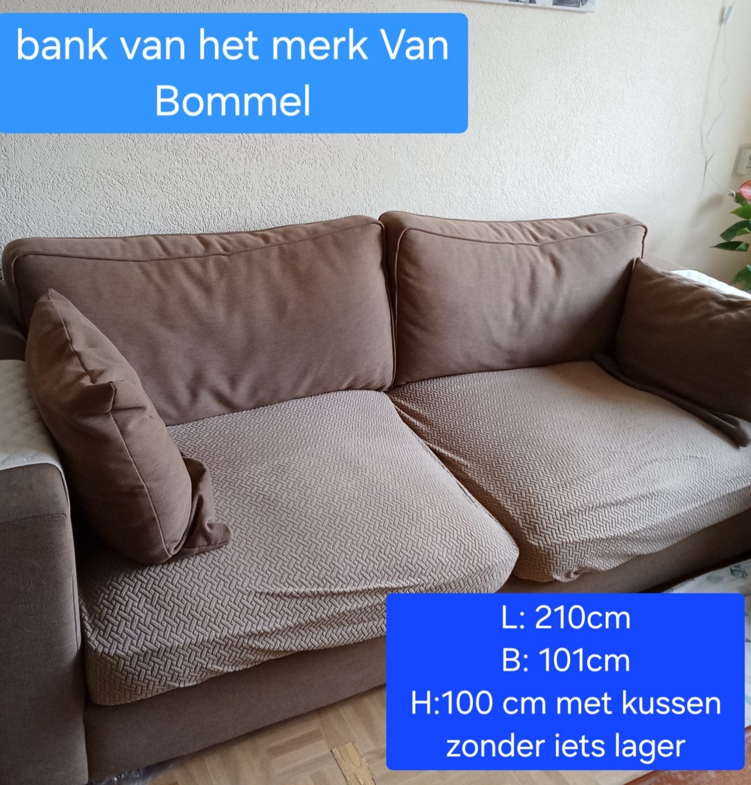 Van Bommel bank - 210x101x100 cm, Ophalen, Gebruikt, 100 tot 125 cm, Driepersoons