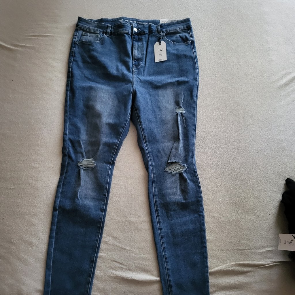 MS jeans, maat 50, met destroyed details, nieuw met kaartje, Kleding | Dames, Grote Maten, Blauw, Nieuw, Ophalen of Verzenden