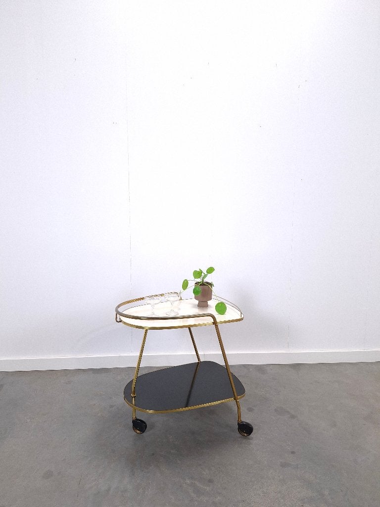 Ilse Möbel trolley met zwart wit formica vintage, Ophalen of Verzenden, Gebruikt