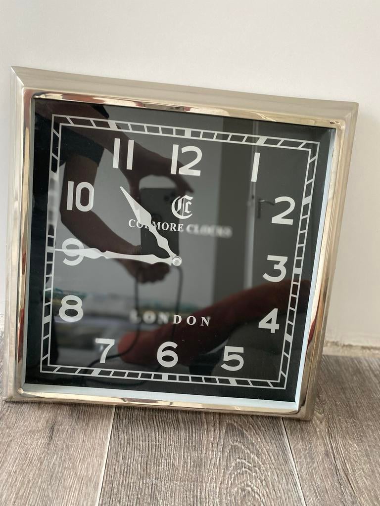 Stijlvolle Colmore London wandklok - Zwart/Zilver, Ophalen, Zo goed als nieuw, Wandklok