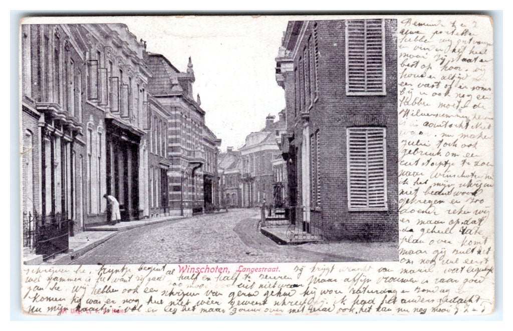 Winschoten, Langestraat, Verzamelen, Ansichtkaarten | Nederland, Ophalen of Verzenden, Voor 1920, Gelopen, Groningen