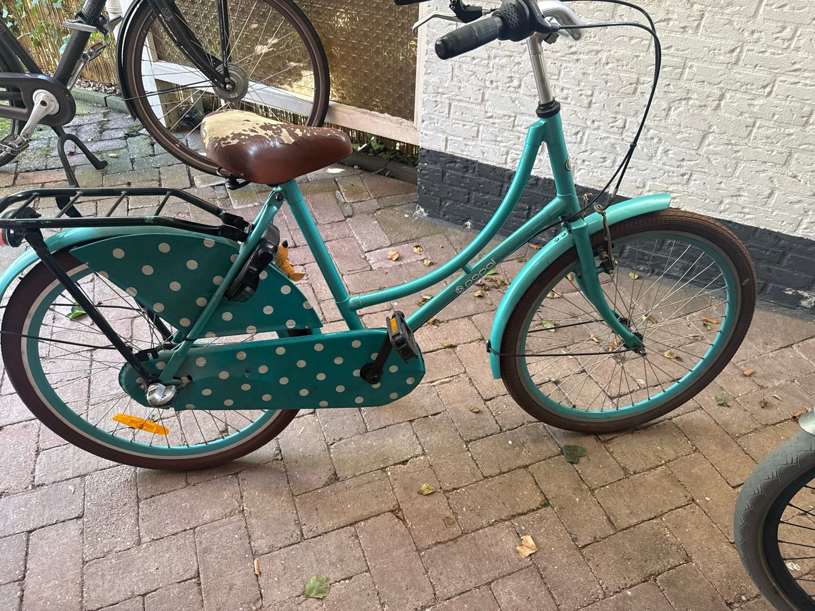 Leuke meisjesfiets 24 inch - Zeegroen met stippen, Ophalen, Terugtraprem, Handrem, Gebruikt