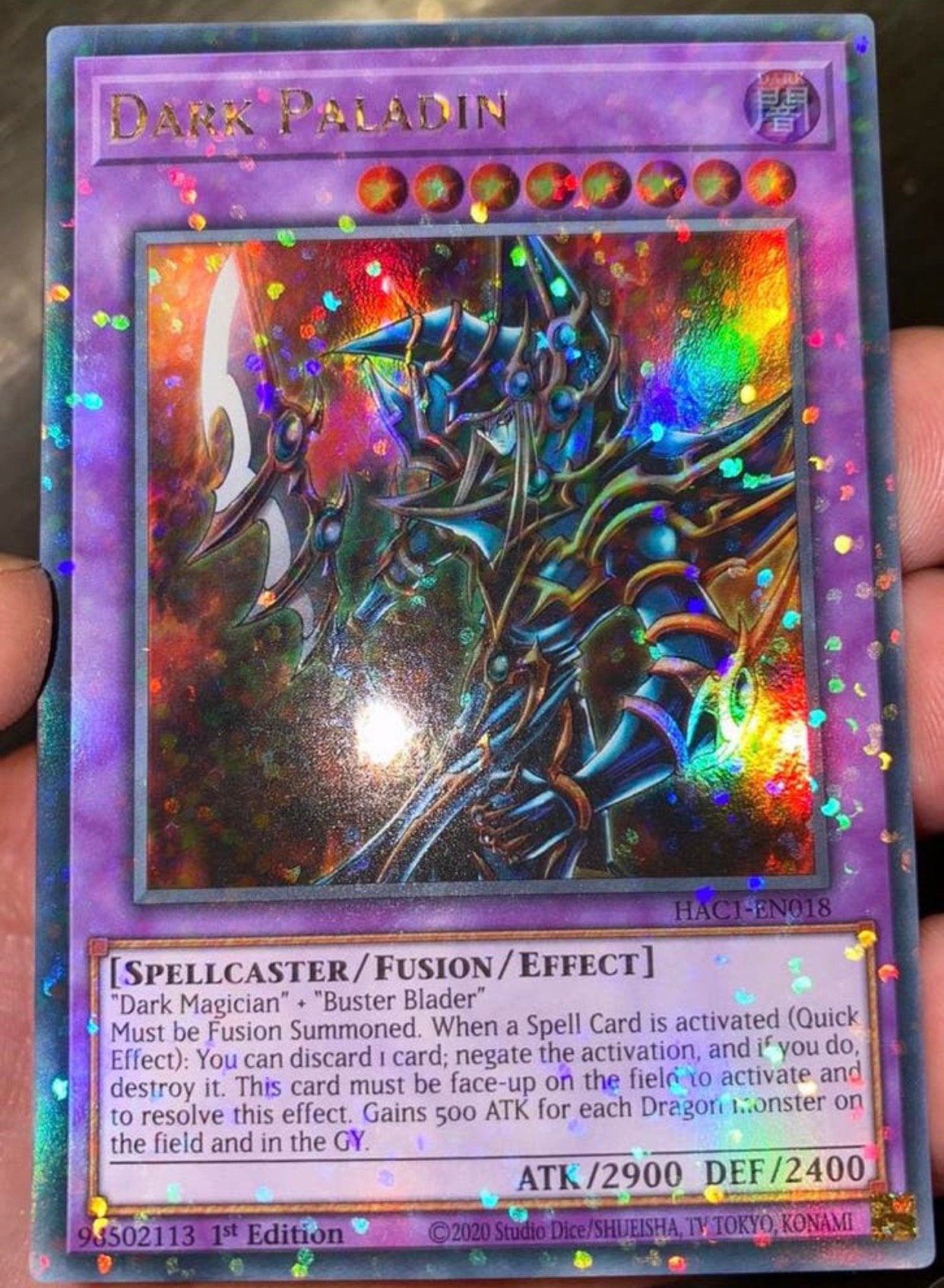 Yu-Gi-Oh! Dark Paladin HAC1 1st Edition !, Hobby en Vrije tijd, Verzamelkaartspellen | Yu-gi-Oh!, Ophalen of Verzenden, Zo goed als nieuw