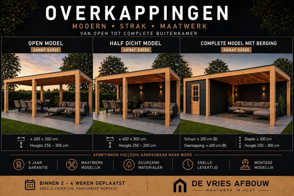Douglas Overkapping 6000x3000 Compleet Geleverd & Gemonteerd, Ophalen, Nieuw, Overige typen