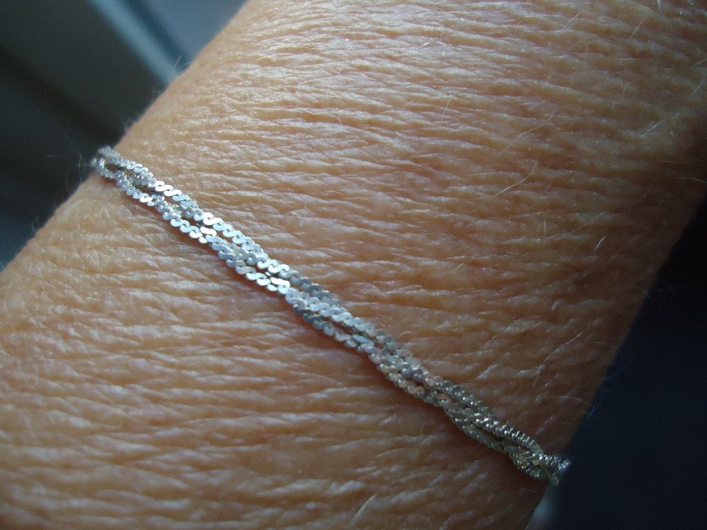 mooi dun echt zilveren gevlochten enkelbandje verstelbaar, Ophalen of Verzenden, Zo goed als nieuw, Zilver, Zilver