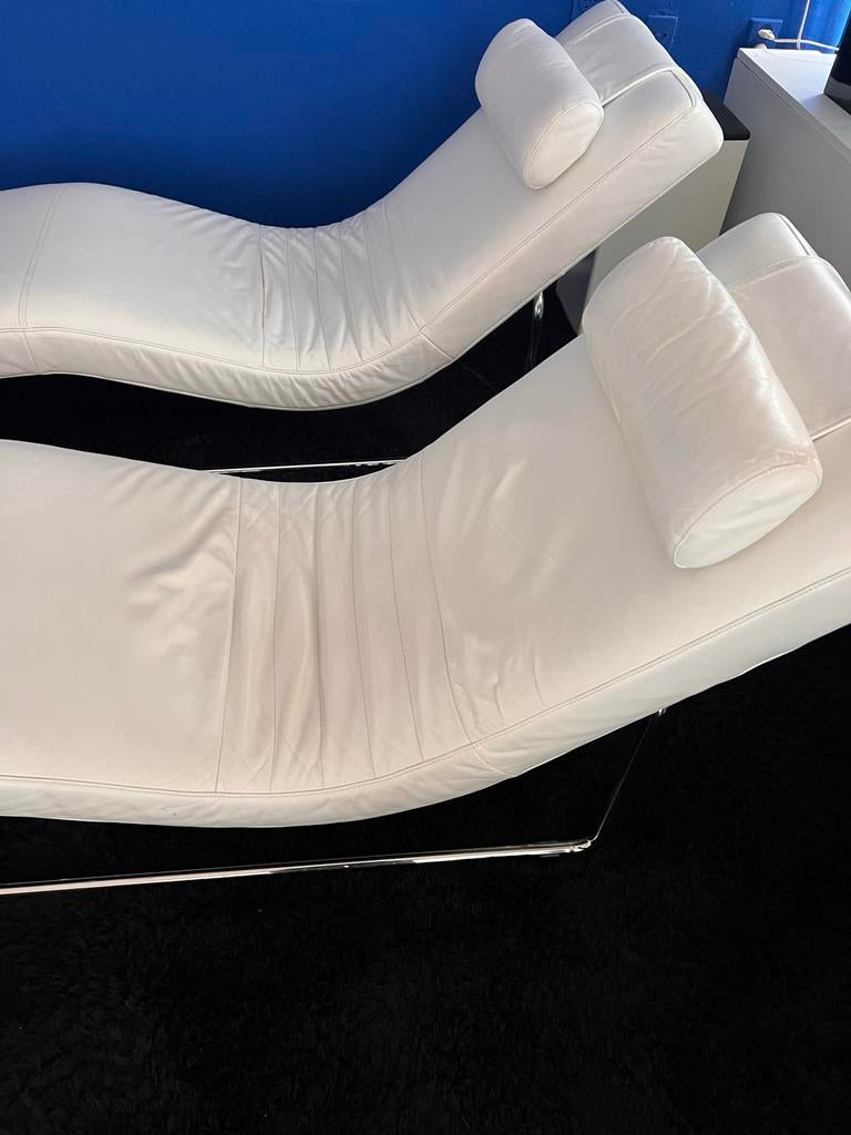 1 Unieke witte leren chaise longue Basix by Rolf Benz, Ophalen, Eenpersoons, Leer, Zo goed als nieuw