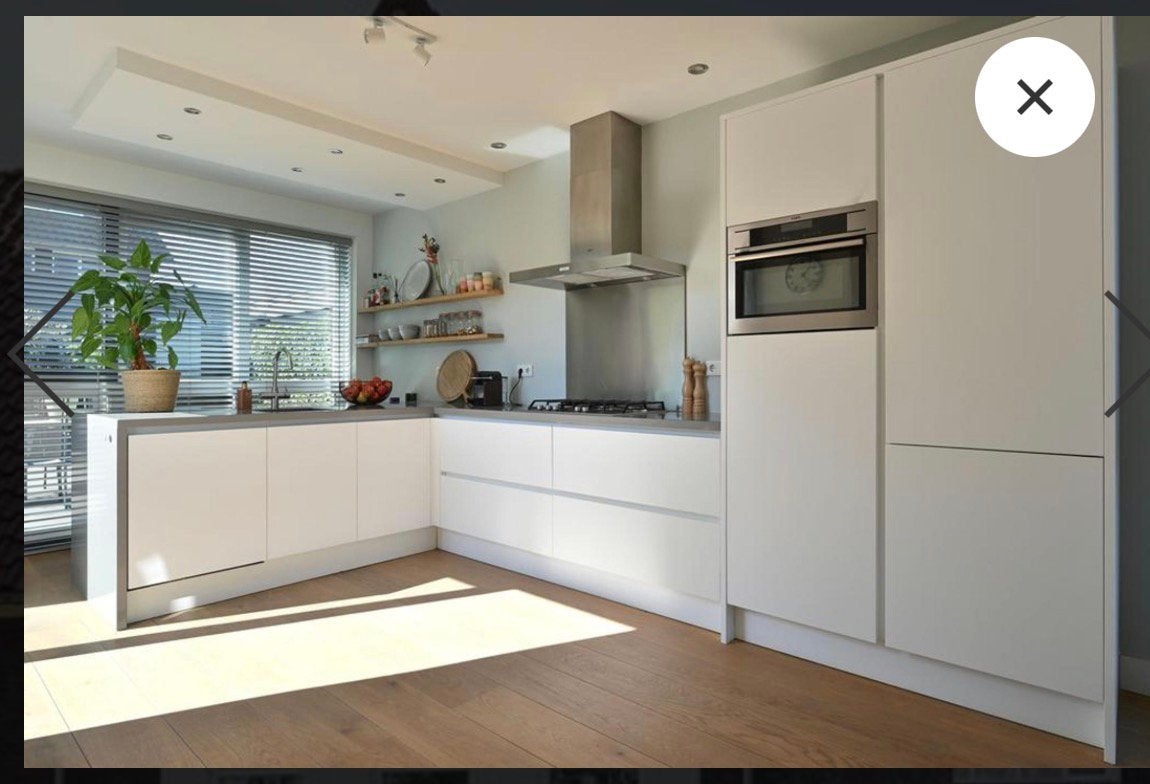 Luxe duitse Keuken / stenen bladen / bar, Ophalen, Zo goed als nieuw, Graniet of Steen, Hoekkeuken