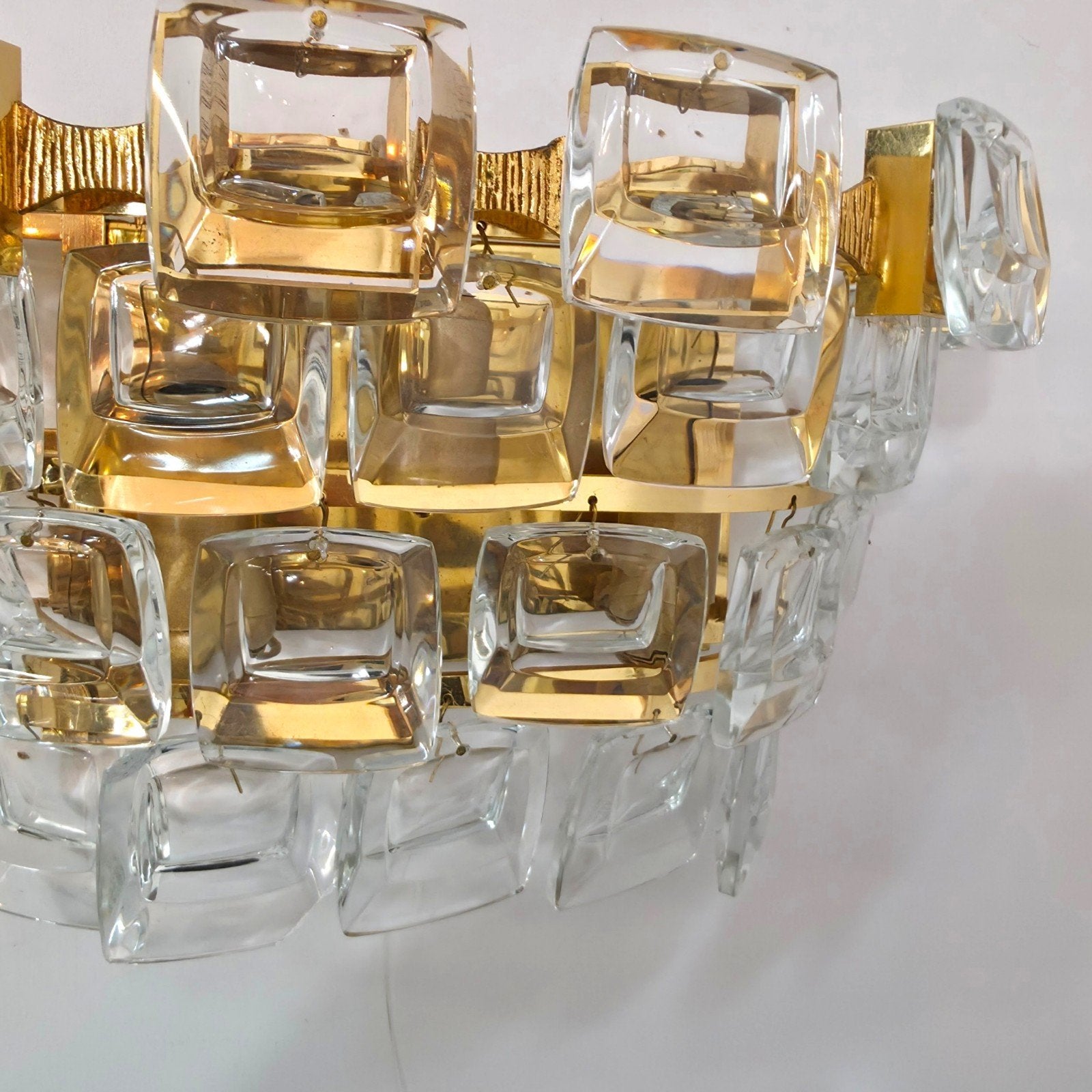 set van 2 wandlampen Palwa goud brutalist mid century 60s, Ophalen of Verzenden, Glas
