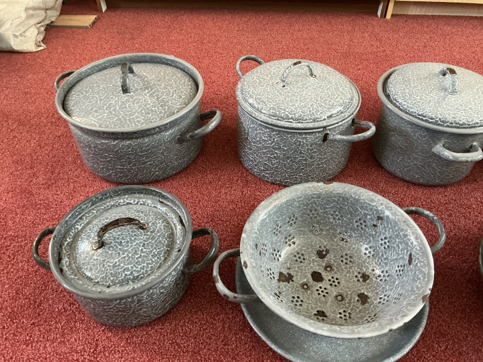 Vintage Emaille Keukengerei Set - Diverse Potten en Pannen, Antiek en Kunst, Antiek | Emaille, Ophalen of Verzenden