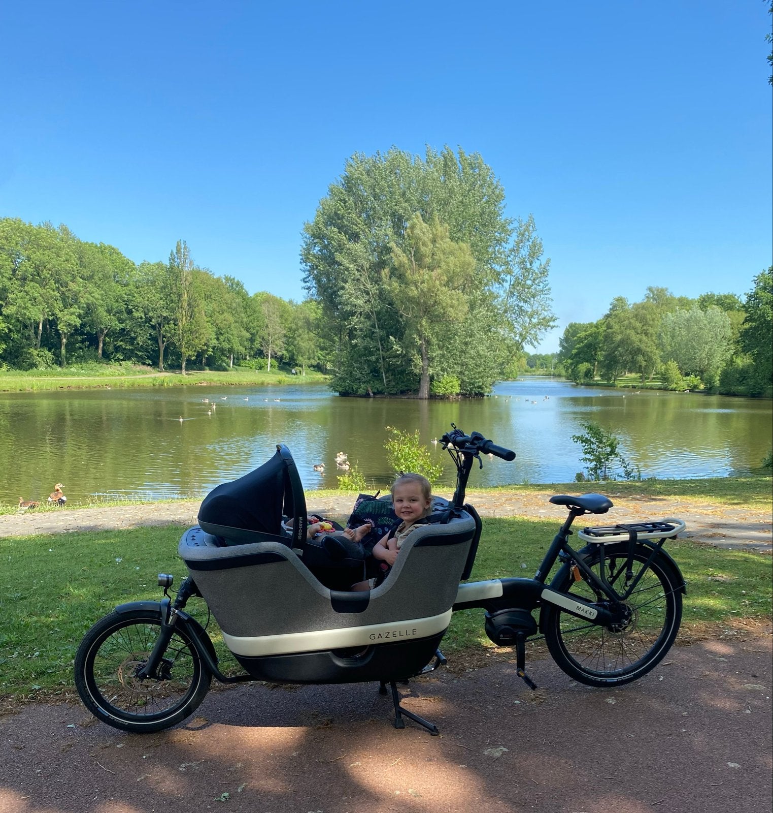Gazelle Makki bakfiets, Ophalen, Gebruikt, Huif, 2 kinderen