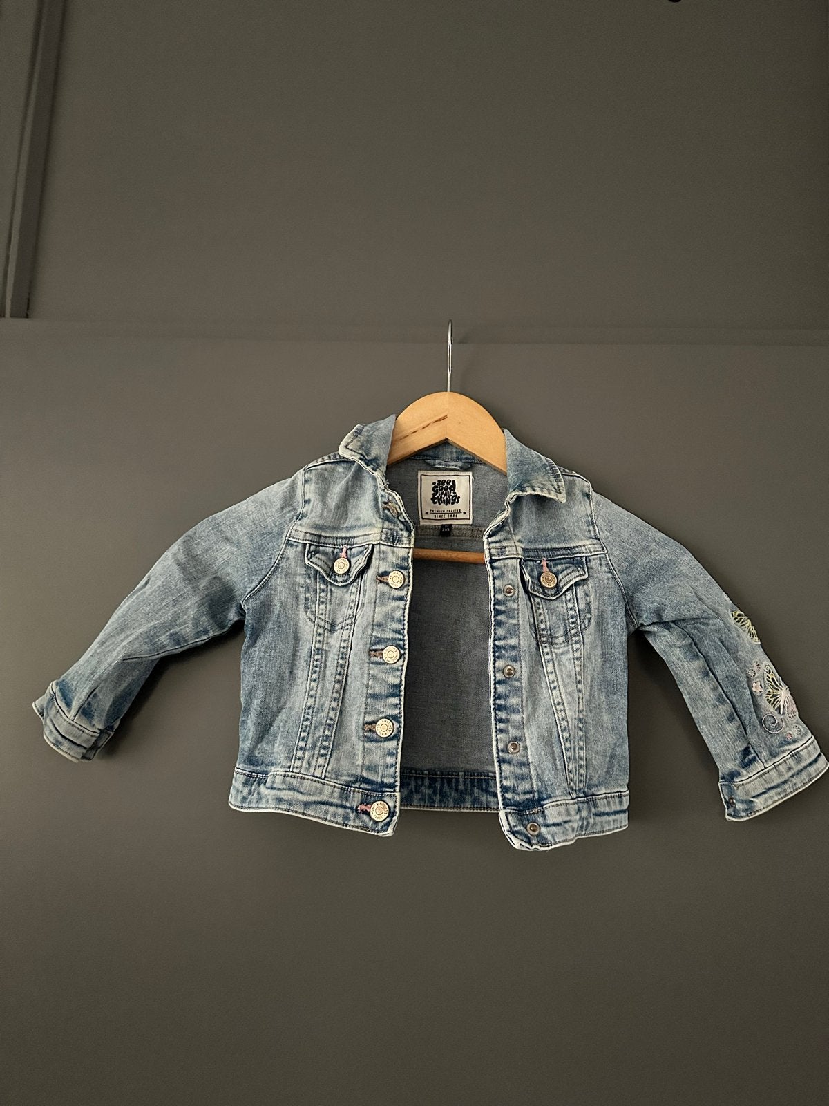 Stoere spijkerjas met vlinders maat 92 zo goed als nieuw, Kinderen en Baby's, Ophalen of Verzenden, Zo goed als nieuw, Meisje
