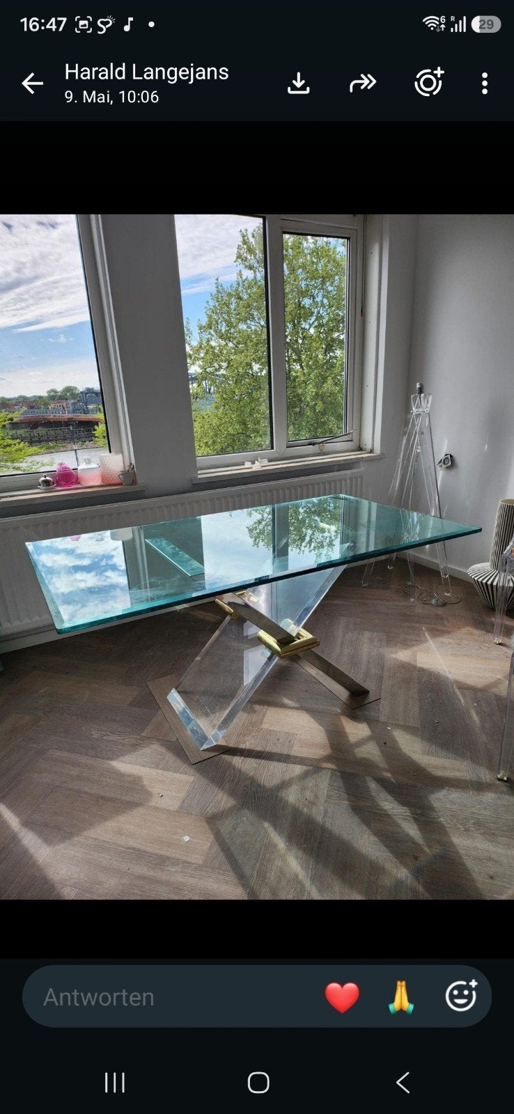 Eettafel kristal, Ophalen, 50 tot 100 cm, Zo goed als nieuw, 150 tot 200 cm