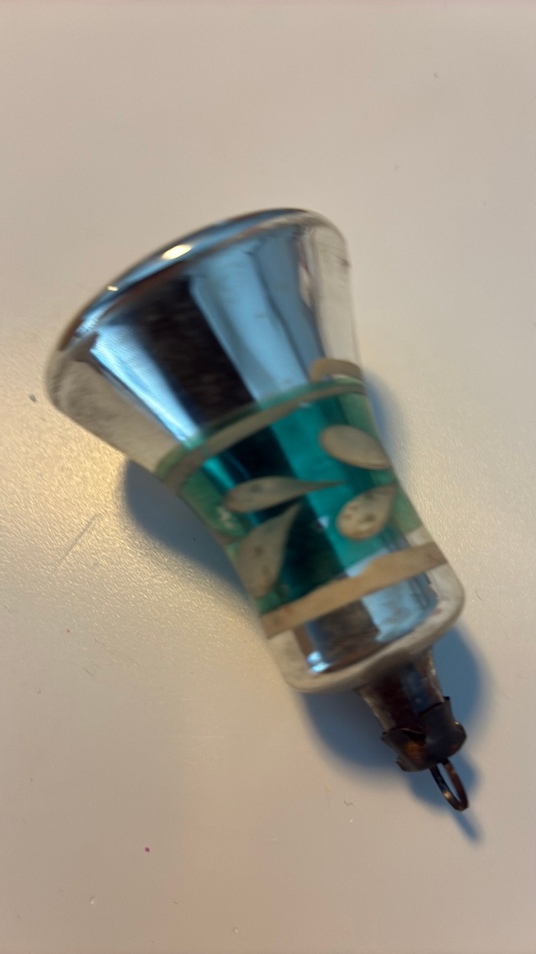 Vintage antieke kerstbal, klokje groen, Ophalen of Verzenden, Zo goed als nieuw