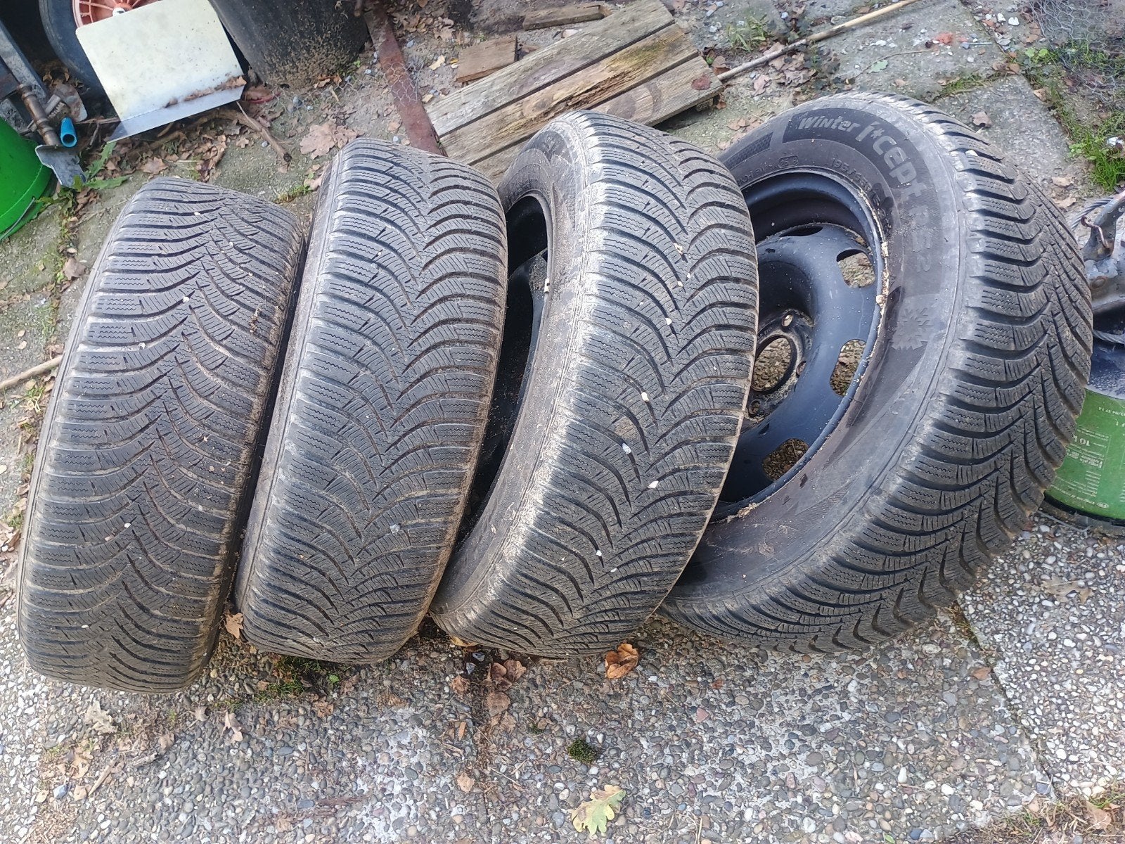 winterbanden op velgen Peugeot, Ophalen, 15 inch, Banden en Velgen, Winterbanden