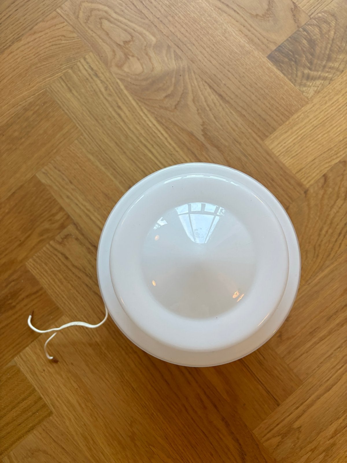 Vintage Plafondlamp - Melkglas en Messing, Gebruikt, Vintage, Ophalen of Verzenden, Glas