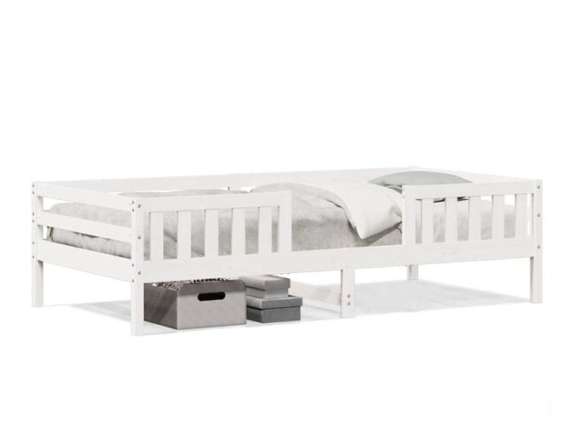 Kinderbed met uitvalbeveiliging - Wit 80x200, Ophalen, Gebruikt, 70 tot 85 cm, Lattenbodem