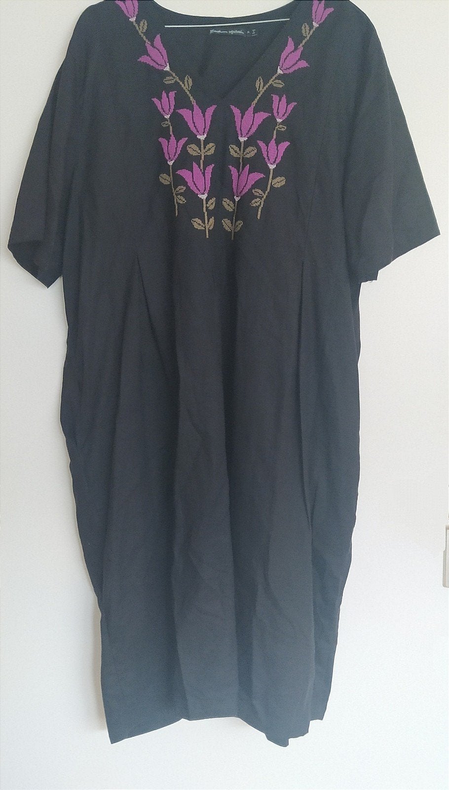 Gudrun Sjöden jurk XL met geborduurde bloemen, Zwart, Maat 46/48 (XL) of groter, Ophalen of Verzenden, Zo goed als nieuw