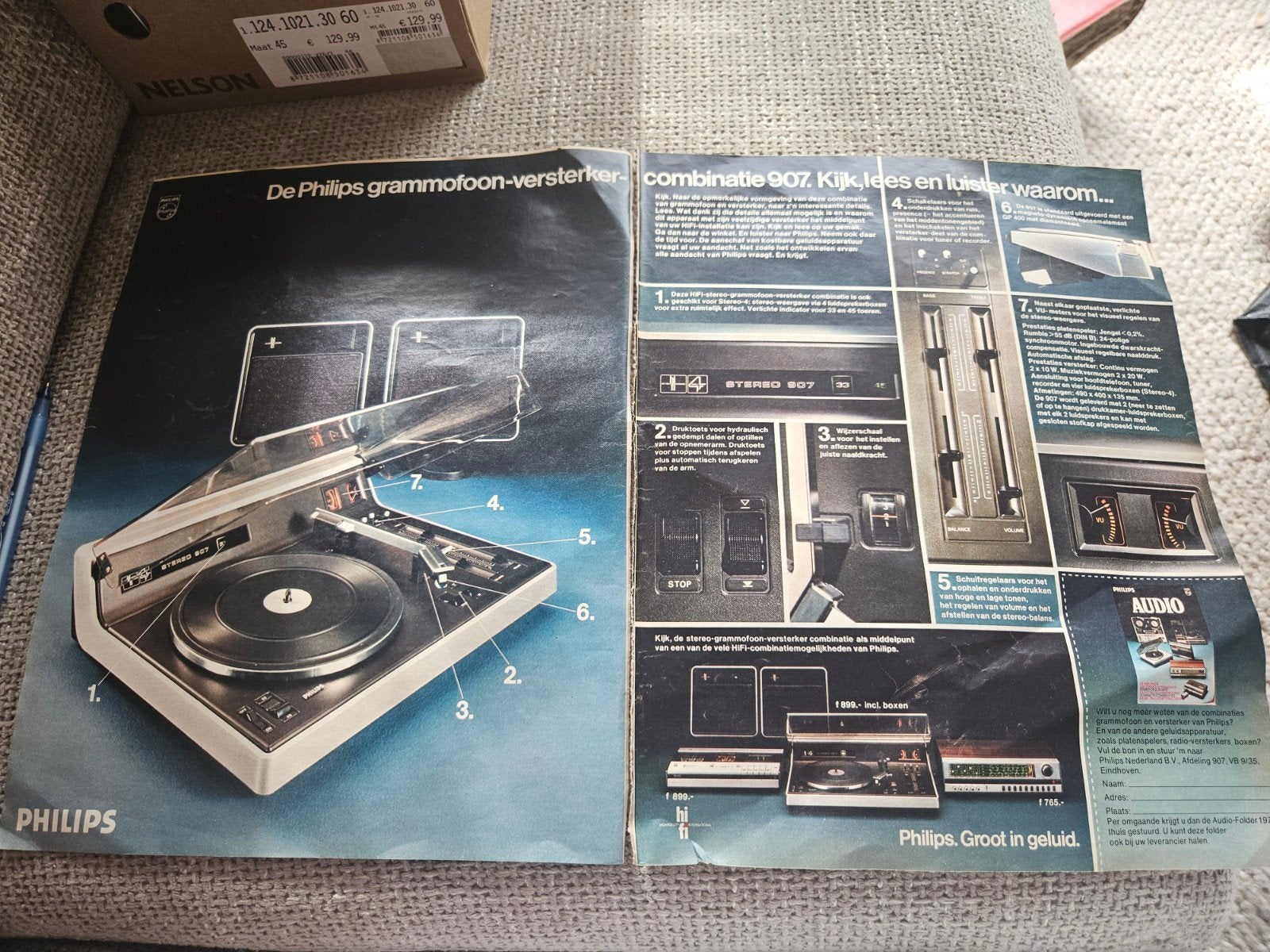 Philips reclame grammofoon-versterker-combinatie 907, Ophalen of Verzenden, Gebruikt, Platenspeler, Philips