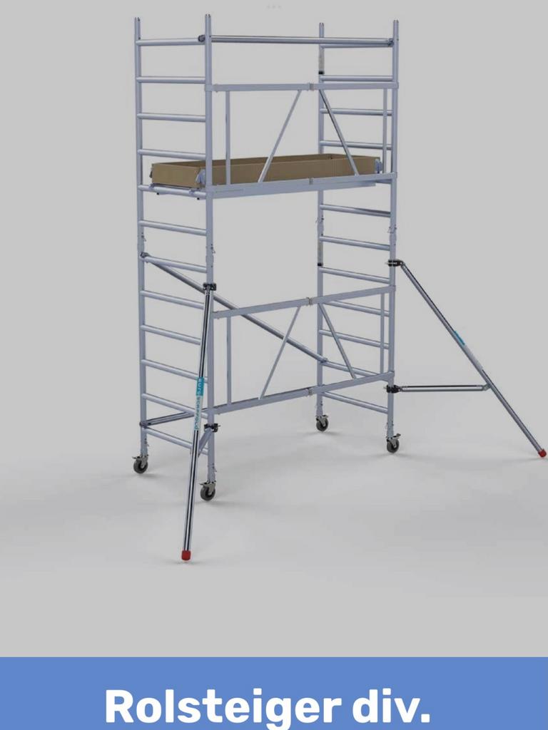 Steiger te huur, Doe-het-zelf en Verbouw, Steigers, Ophalen of Verzenden, Zo goed als nieuw, Rolsteiger of Kamersteiger, 5 meter of hoger