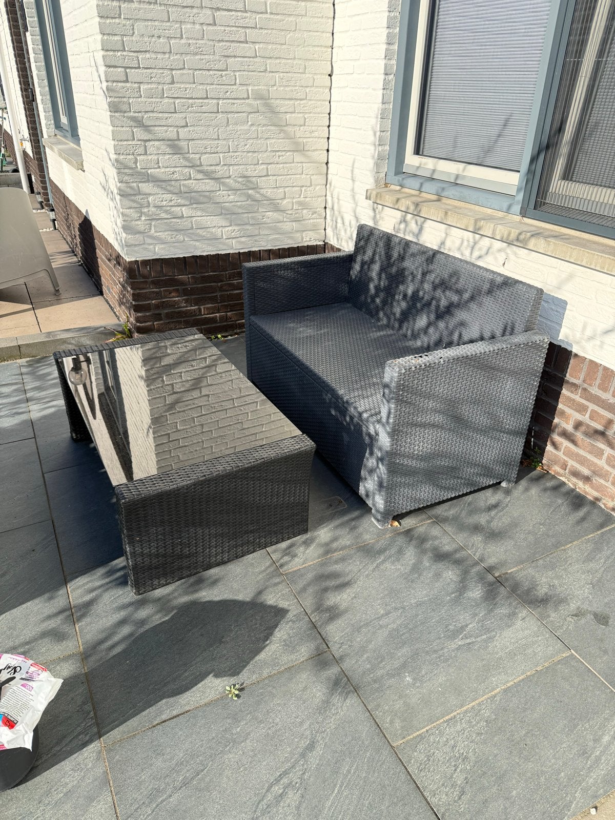 Wicker Loungeset met Tafel (gratis), 2 zitplaatsen, Gebruikt, Ophalen of Verzenden, Loungeset