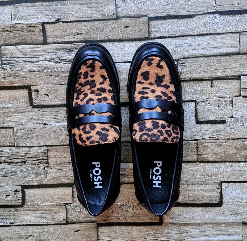 POSH BY POELMAN - Nieuwe panterprint loafers, 39, Kleding | Dames, Poelman, Verzenden, Zwart, Nieuw