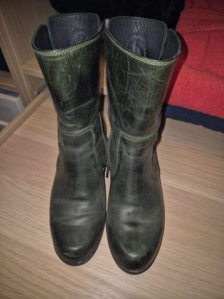 Groene leren Wolky dameslaarzen, maat 38, Kleding | Dames, Schoenen, Ophalen of Verzenden, Zo goed als nieuw, Groen, Hoge laarzen
