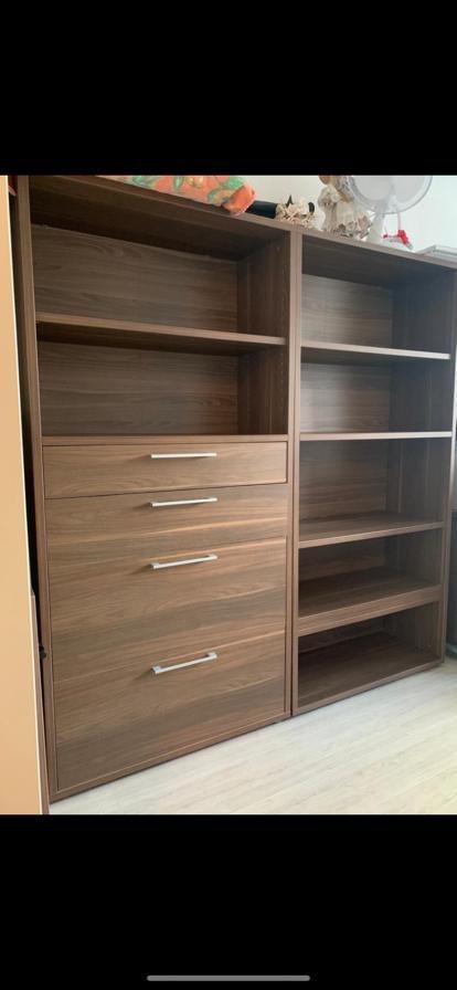 Bureau met kasten, Huis en Inrichting, Ophalen, Gebruikt, Bruin, Bureau-kast combinatie