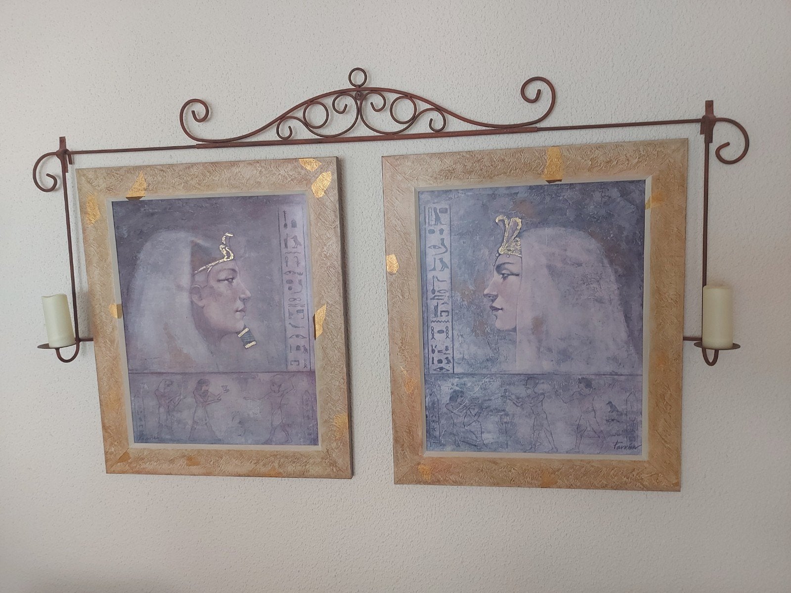 Egyptische Koningin en koning Portret met Hiërogliefen, Ophalen