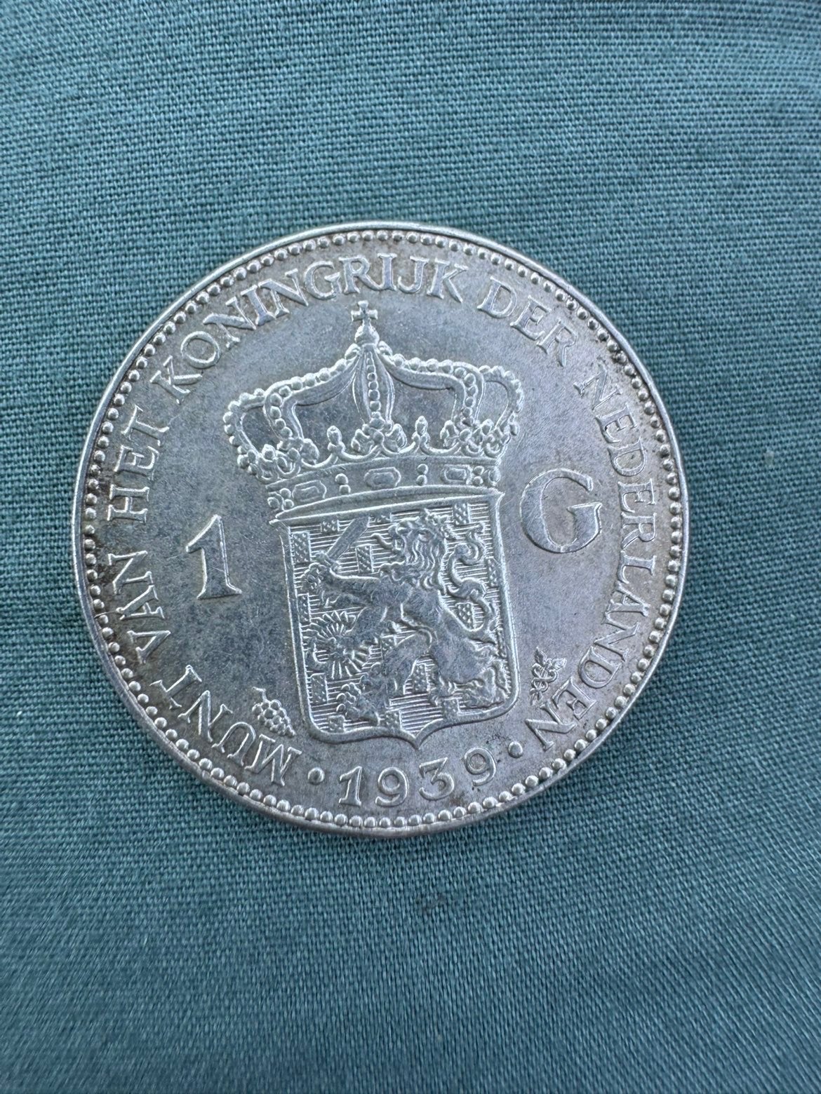 Zilveren 1 Gulden Munt Koningin Wilhelmina 1939, 1 gulden, Zilver, Ophalen of Verzenden, Koningin Wilhelmina