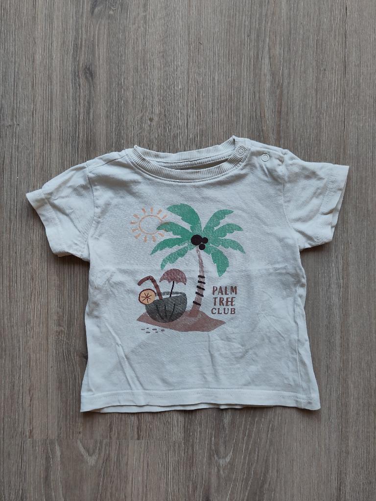 Creme tshirt met palmboom, maat 86, Kinderen en Baby's, Babykleding | Maat 86, Zeeman, Jongetje of Meisje, Ophalen of Verzenden