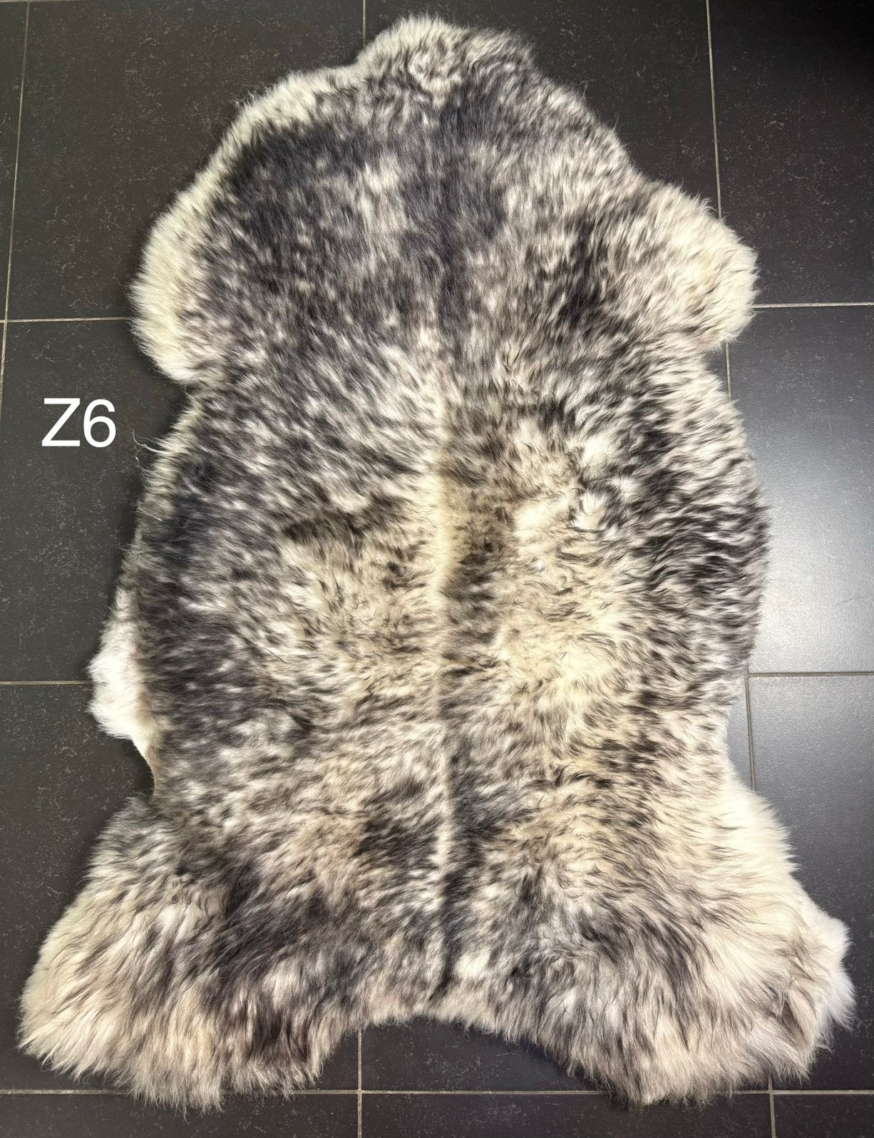 Z6) XXXL Zwart-Witte Schapenvacht 150x103 cm Mouflon, Zwart, Wol, Nieuw, 103 cm