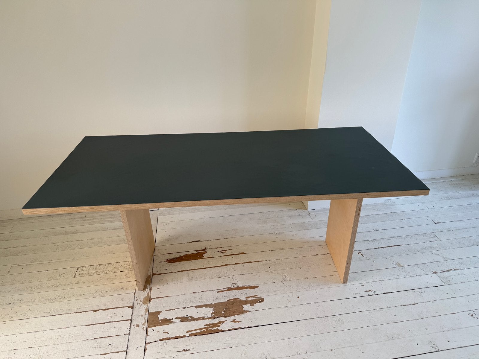 Maatwerk eettafel berken multiplex linoleum blad, Ophalen, Zo goed als nieuw, 75 cm of meer, 60 cm of meer