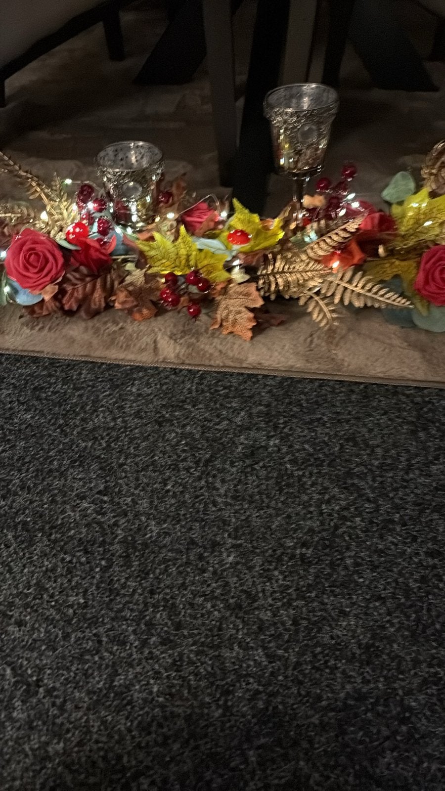 Decoratieve Herfst/Kerst Slinger met Verlichting, Huis en Inrichting, Ophalen, Kunststof, Rood, Landelijk