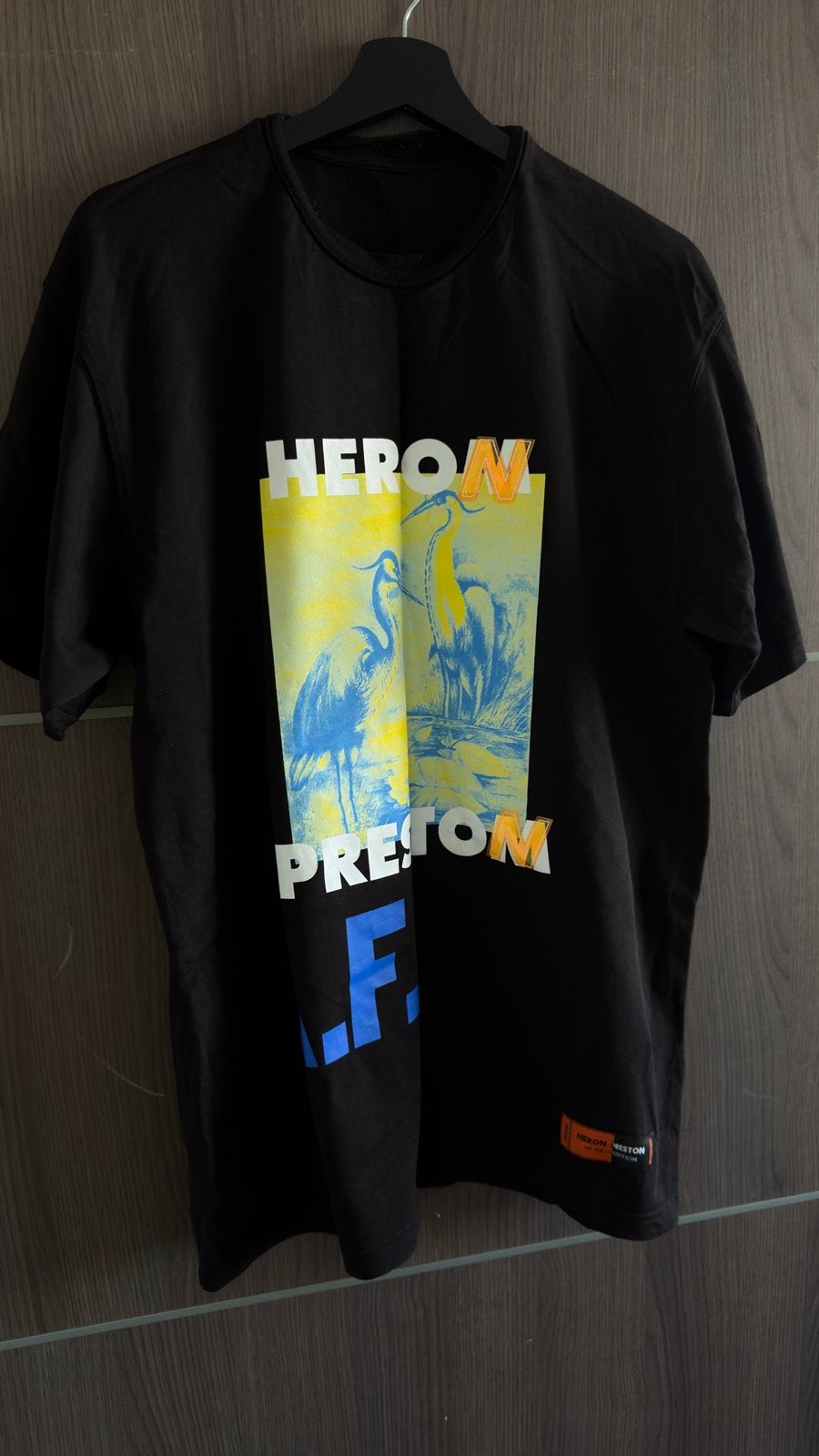 Heron Preston T-shirt met reigerprint - Zwart, Ophalen of Verzenden, Zo goed als nieuw, Maat 56/58 (XL), Zwart