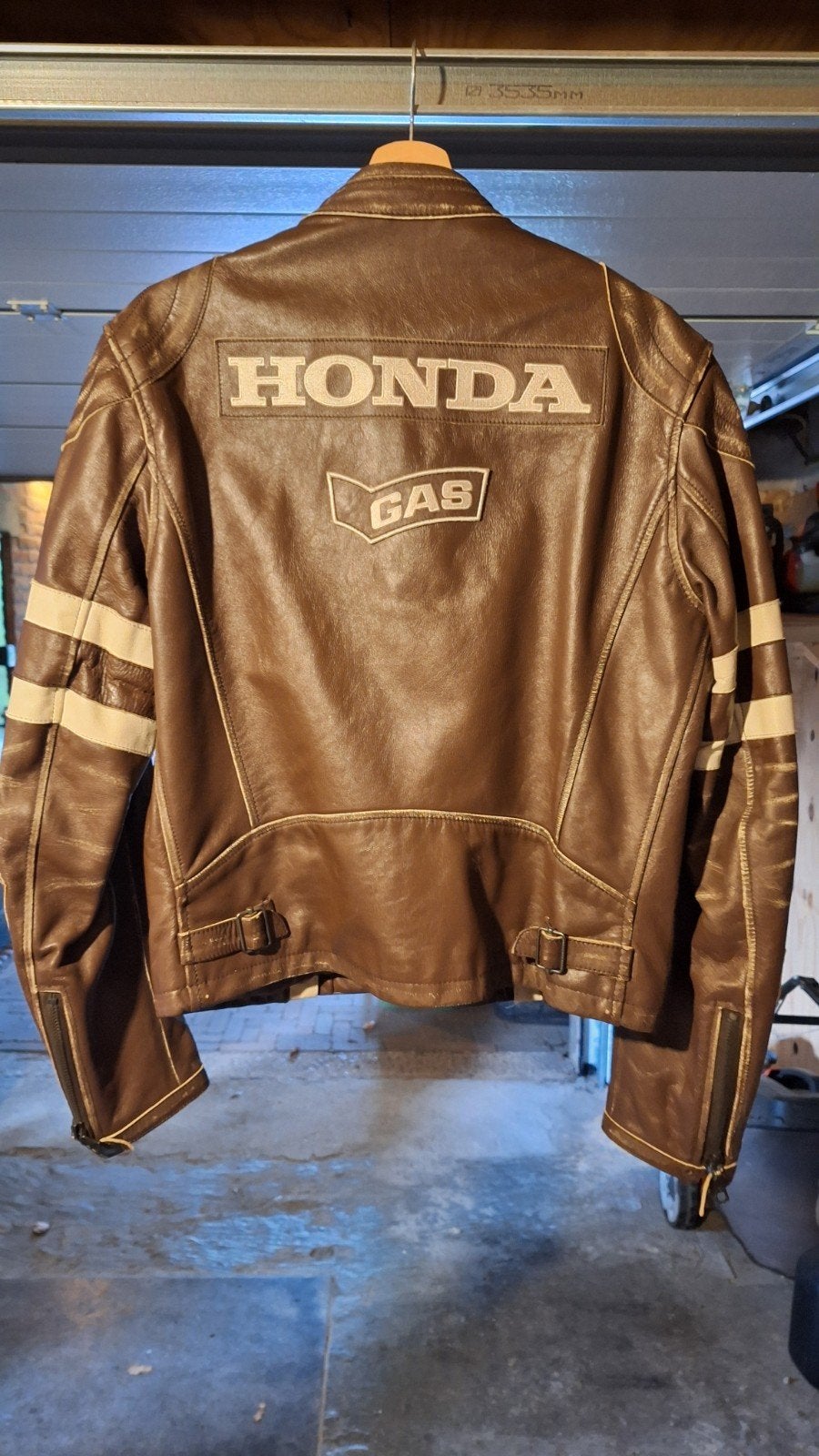 Vintage Honda GAS Leren Motorjas - Bruin, Ophalen of Verzenden