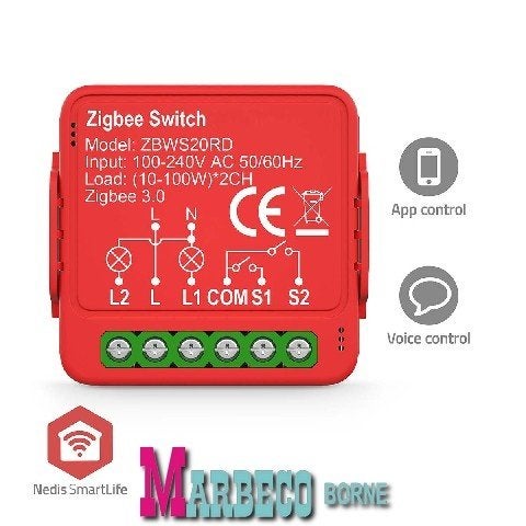 SmartLife Schakelaar, Zigbee 3.0, Kroonsteen, 2x100 W, Nedis SmartLife, SmartLife, Overige typen, Nieuw