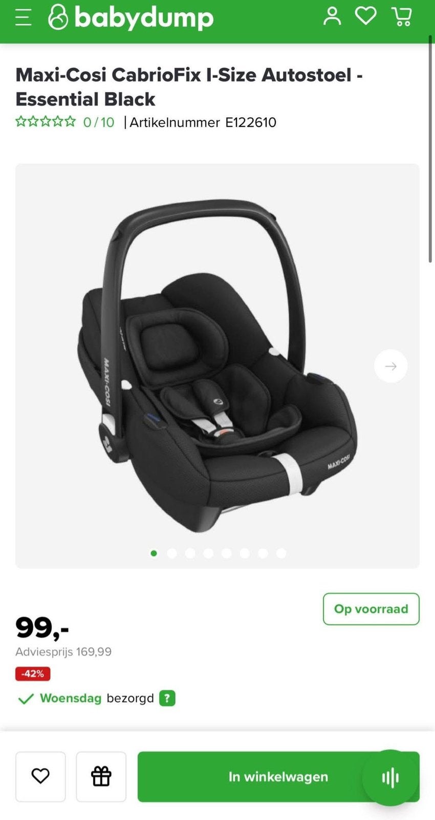 Maxi-Cosi CabrioFix i-Size Autostoel – Nieuw in doos, Autogordel, Nieuw, Ophalen of Verzenden, 0 t/m 13 kg