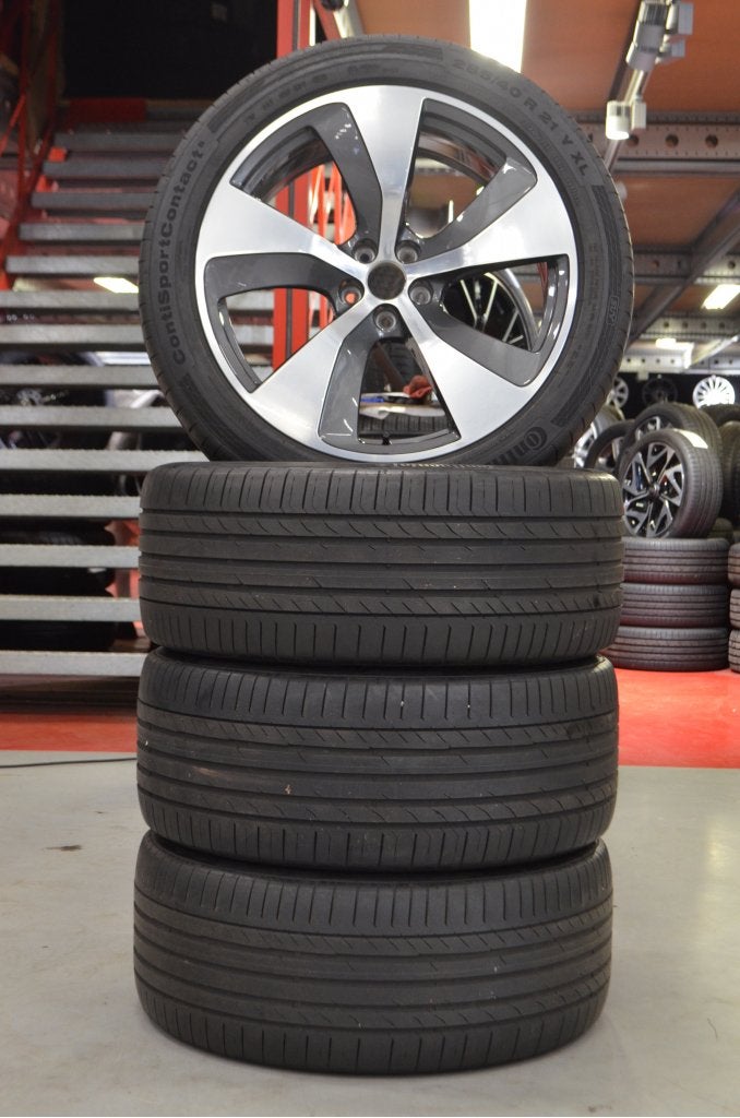 21" Audi Q7 E Tron Velgen 5x112 ET31 + Zomerbanden, Niet ingevuld, Gebruikt, 295 mm, Banden en Velgen