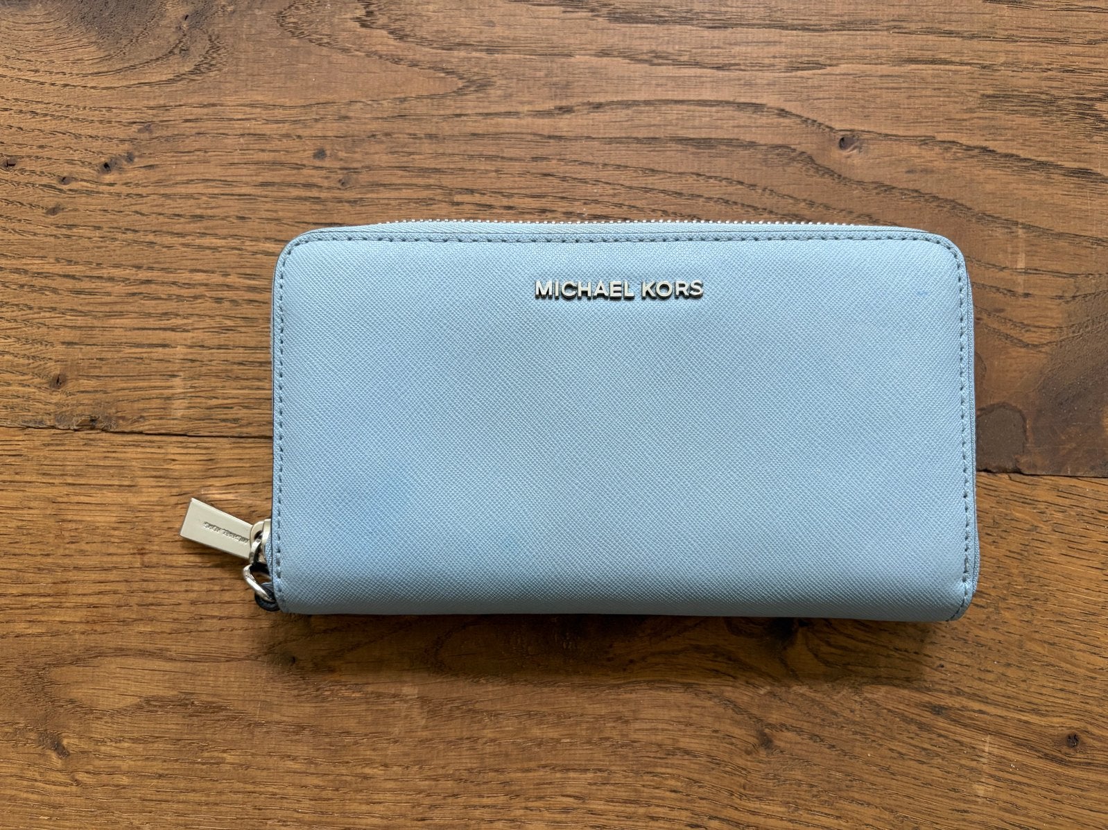 Michael Kors portemonnee lichtblauw, Sieraden, Tassen en Uiterlijk, Overige merken, Gebruikt, Blauw, Ophalen of Verzenden