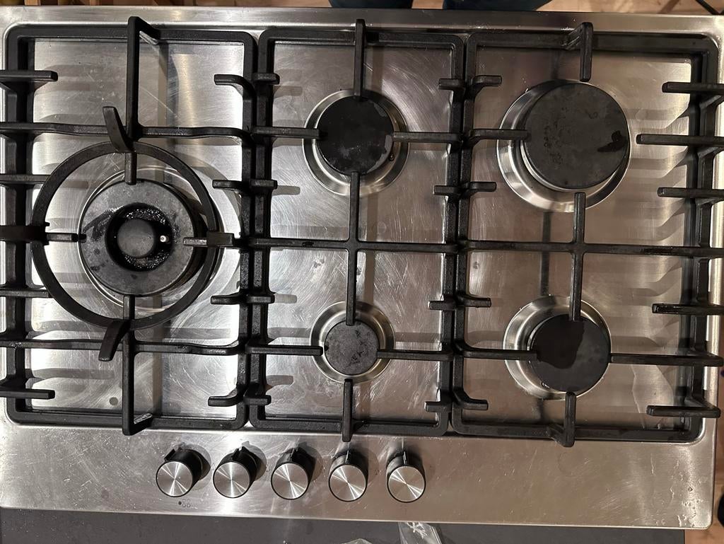 IKEA ELDSLÅGA 5-pits gaskookplaat RVS met wokbrander, Ophalen, Gebruikt, Inbouw, Gas