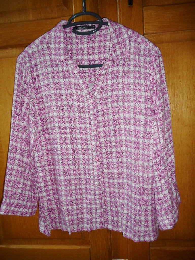 Blouse rose en wit met bloemetjes, Ophalen of Verzenden, Zo goed als nieuw, Roze, Maat 36 (S)